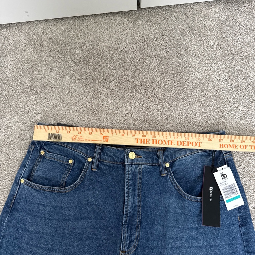 NWT DO Dee Ocleppo Jeans Mid Rise Wide Leg Mid Wash Size 16 Cool Girl Old Money - Picture 12 of 13